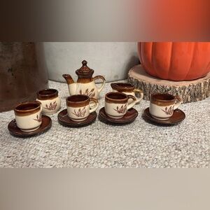 Vintage Brown and Cream Miniature Tea Set